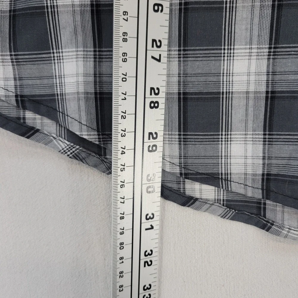 Wrangler Western Shirt Mens Large Gray Blue Plaid Short Sleeve Pearl Snap